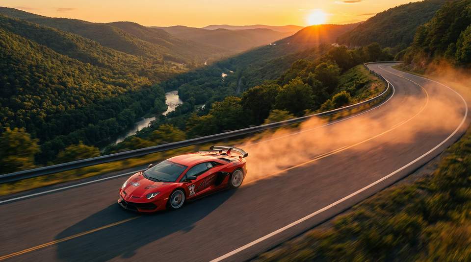 暗网视频：红色Aventador SVJ山路激驾